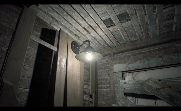 The lamp at the end of the hallway in the attic - Resident Evil 7 Beginning Hour: Ending - finding the murder victims, Dirty Coin - Beginning Hour (demo version walkthrough) - Resident Evil 7 Guide, Walkthrough