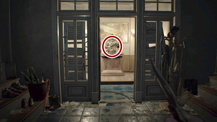 A shotgun can be found in the main hall - how to acquire it - Resident Evil 7: Main House: Basement walktrough - Resident Evil VII Walkthrough - Resident Evil 7 Guide, Walkthrough