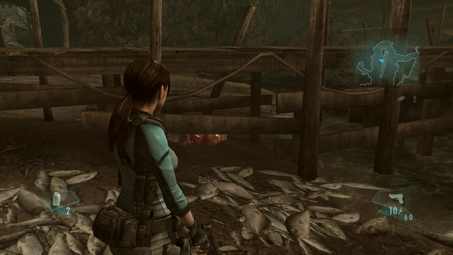 The last bit of meat is hid under the sand under the pier - Into the Depths - part II - Episode 1 - Resident Evil: Revelations - Game Guide and Walkthrough