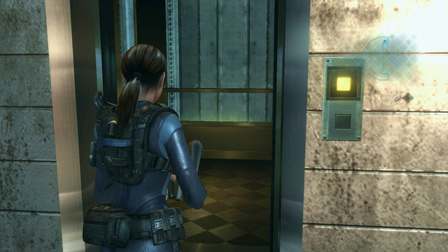 You need to get into an elevator on the right side of this location - The Regia Solis - part I - Episode 7 - Resident Evil: Revelations - Game Guide and Walkthrough