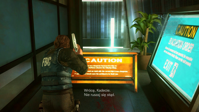 At the beginning, jump over the orange barrier on the other end of corridor - Revelations - part II - Episode 11 - Resident Evil: Revelations - Game Guide and Walkthrough