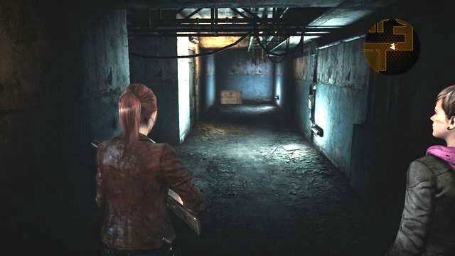 In the corridor to the left, there is a Document. - Escape the facility - activate power supply | Penal Colony - Claire - Penal Colony - Claire - Resident Evil: Revelations 2 Game Guide