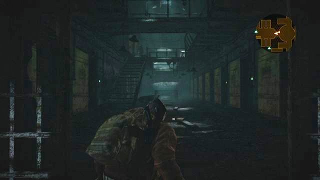 After you enter the main part of the prison, watch out for the enemies dropping from above. - Cross the building | Penal Colony - Barry - Penal Colony - Barry - Resident Evil: Revelations 2 Game Guide
