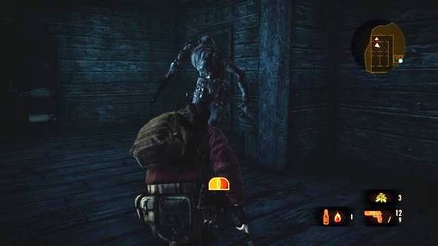 The enemy is going back and forth so, it is easy to get the right moment to get him from behind. - Find another way | Penal Colony - Barry - Penal Colony - Barry - Resident Evil: Revelations 2 Game Guide