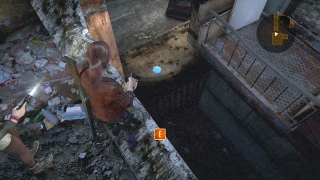 After you take the elevator up, you notice Natalie - Contemplation - Claire | Emblems - Episode 2 - Contemplation - Tower emblems - Resident Evil: Revelations 2 Game Guide