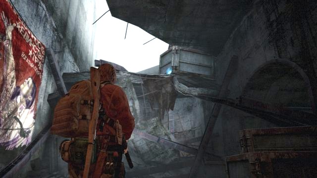 Right after you enter the tower that used to be your destination point, throughout this episode, look up, slightly o the right - Contemplation - Barry | Emblems - Episode 2 - Contemplation - Tower emblems - Resident Evil: Revelations 2 Game Guide