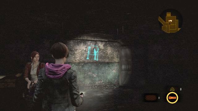 After you walk into the building, where you open the locked grate with a lever, you first get into a room, where you are attacked by an exploding opponent - Kafka drawings (Moira) - Contemplation | Emblems - Episode 2 - Contemplation - Tower emblems - Resident Evil: Revelations 2 Game Guide