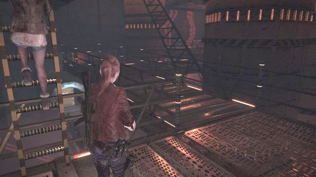 After walking down from the ladder watch out as you will face your first opponent quickly after. - Run from the monument | Metamorphosis - Claire - Metamorphosis - Claire - Resident Evil: Revelations 2 Game Guide