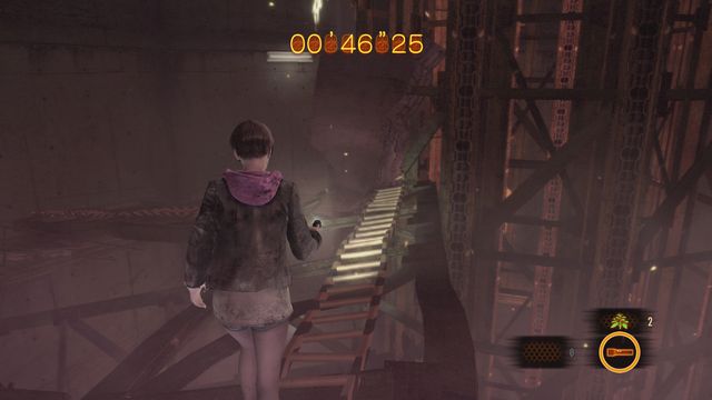 Through the ladders, and then down. - Run from the monument - countdown | Metamorphosis - Claire - Metamorphosis - Claire - Resident Evil: Revelations 2 Game Guide