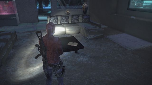 In the office as well, on a small table before the screen - Metamorphosis - Claire | Documents - Episode 4 - Metamorphosis - Documents - Resident Evil: Revelations 2 Game Guide