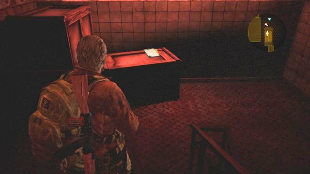 When you have the emblem key and return down - near the portrait move to the mansion entrance, and before the entrance to the left - Metamorphosis - Barry | Documents - Episode 4 - Metamorphosis - Documents - Resident Evil: Revelations 2 Game Guide