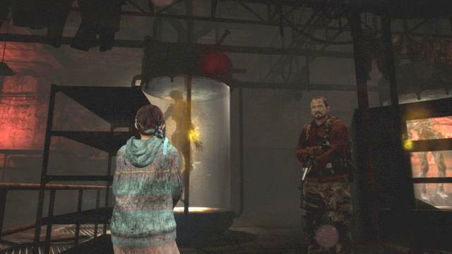 In the mansion, on lower level, in the room with mutants in glass containers - Insect larvae (Natalie) - Metamorphosis | Emblems - Episode 4 - Metamorphosis - Tower emblems - Resident Evil: Revelations 2 Game Guide