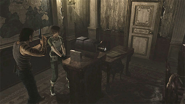 Approach the projector and put both microfilms in it (A and B) - The conference room puzzle | Umbrella Training Facility Walkthrough - Umbrella Training Facility - Resident Evil Zero HD Game Guide & Walkthrough