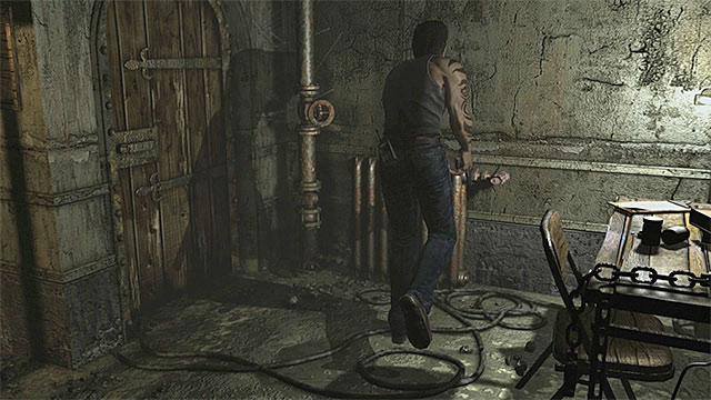 In the room with the typewriter and the monkey, it is best to dash immediately to the door - Saving Rebecca | Training Facility Basement Walkthrough - Training Facility Basement - Resident Evil Zero HD Game Guide & Walkthrough