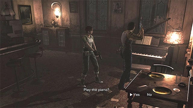 Billy has to play the piano. - Unlocking the door to the observatory | Training Facility Basement Walkthrough - Training Facility Basement - Resident Evil Zero HD Game Guide & Walkthrough