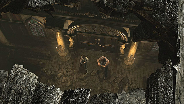 Enter the church (M4,2) with the hero that has the Hookshot in their inventory - Reaching the research facility | Laboratory Walkthrough - Laboratory - Resident Evil Zero HD Game Guide & Walkthrough