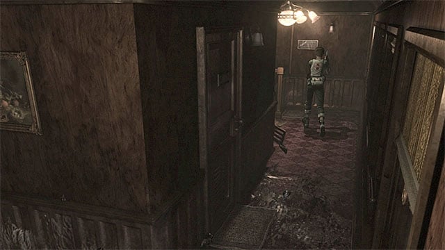 Quickly run towards the stairs after you leave the room - Continuation of the train exploration | Ecliptic Express Train Walkthrough - Ecliptic Express Train - Resident Evil Zero HD Game Guide & Walkthrough