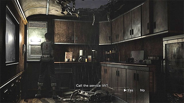 The service lift can be found in one of the corners of the kitchen - The start of the cooperation with Billy | Ecliptic Express Train Walkthrough - Ecliptic Express Train - Resident Evil Zero HD Game Guide & Walkthrough