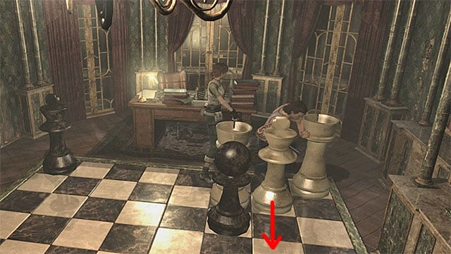 Try to follow this walkthrough, while taking successive steps - The chessboard puzzle | Umbrella Training Facility Walkthrough - Umbrella Training Facility - Resident Evil Zero HD Game Guide & Walkthrough