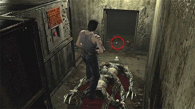 After the fight, heal Billy and turn to the locker shown in the above screenshot, near the red button - Exploring the testing area | Training Facility Basement Walkthrough - Training Facility Basement - Resident Evil Zero HD Game Guide & Walkthrough