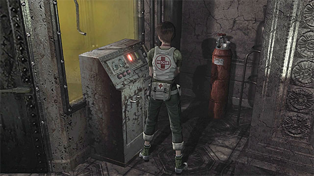 With the new chemical, go back to the central room on level B1, where you interacted with the red tank before (M4,12) - Gaining access to the area with the cable car | Laboratory Walkthrough - Laboratory - Resident Evil Zero HD Game Guide & Walkthrough