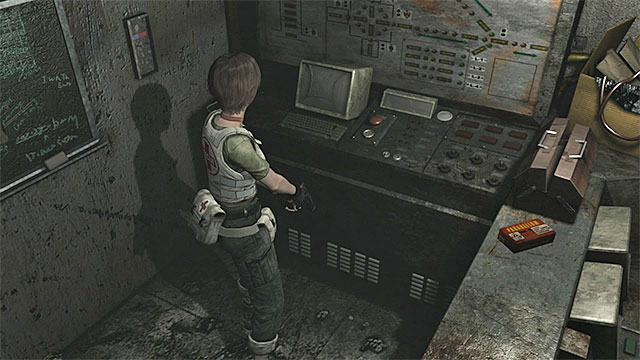 Put the key in the console to call the elevator - Activating the large elevator in the factory | Factory Walkthrough - Factory - Resident Evil Zero HD Game Guide & Walkthrough