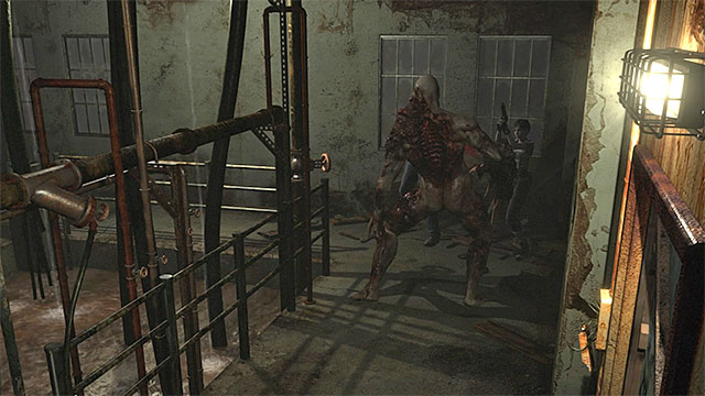 Try to especially protect Rebecca from boss strong attacks - Boss: Proto Tyrant - second encounter | Treatment Plant Walkthrough - Treatment Plant - Resident Evil Zero HD Game Guide & Walkthrough