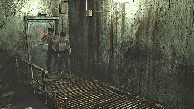 Walk carefully through the area where previously you found Billy - a toad can appear there now - Placing the battery in the forklift | Treatment Plant Walkthrough - Treatment Plant - Resident Evil Zero HD Game Guide & Walkthrough