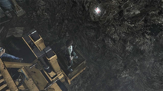 Climb as Rebecca on the chest and then activate the forklift - Placing the battery in the forklift | Treatment Plant Walkthrough - Treatment Plant - Resident Evil Zero HD Game Guide & Walkthrough