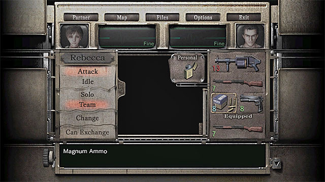 An example of Billys inventory before the final fight (you can of course select different items. - Preparations before the final battle | Treatment Plant Walkthrough - Treatment Plant - Resident Evil Zero HD Game Guide & Walkthrough