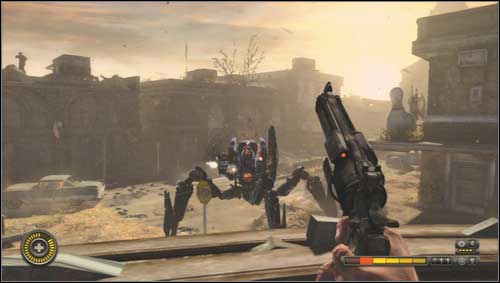 When you hit the mech really hard [1] it will send rockets towards you - Chapter 1 - Walkthrough - Resistance 3 - Game Guide and Walkthrough