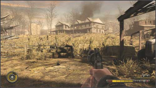 When you leave the building you'll see the enemy infantry squads along the cornfield [1] - Chapter 2 - Walkthrough - Resistance 3 - Game Guide and Walkthrough