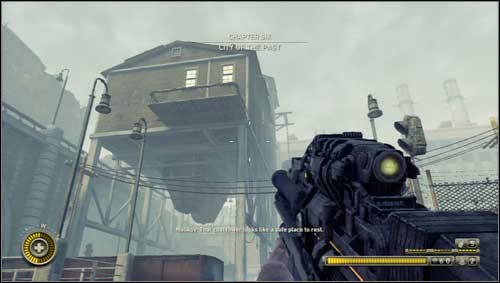 When you get to the shore notice the building on high pales with turned on light [1] - Chapter 6 - p. 1 - Walkthrough - Resistance 3 - Game Guide and Walkthrough