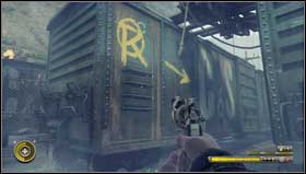 Follow the wounded doctor till you get to the ramp [1] which you can lower from the other side - Chapter 6 - p. 1 - Walkthrough - Resistance 3 - Game Guide and Walkthrough