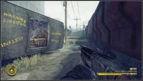 When you get through the wagon [1] turn left towards the pylons [2] - Chapter 6 - p. 1 - Walkthrough - Resistance 3 - Game Guide and Walkthrough