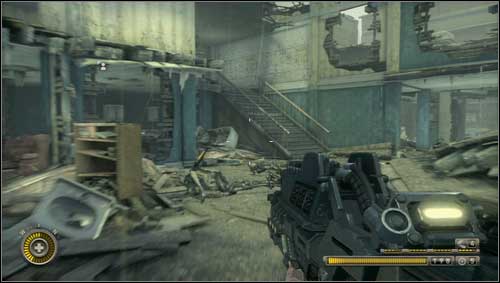 When you pick it up go downstairs and take the other stairs [1] to get to Charlie - Chapter 9 - p. 1 - Walkthrough - Resistance 3 - Game Guide and Walkthrough