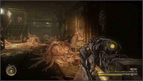 The room will be full of enemies so look for the exit - Chapter 11 - p. 2 - Walkthrough - Resistance 3 - Game Guide and Walkthrough