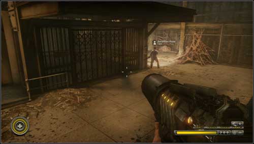 You'll get to the elevator [1] going down the mine - Chapter 11 - p. 3 - Walkthrough - Resistance 3 - Game Guide and Walkthrough