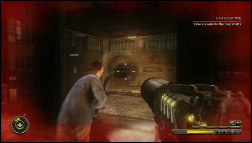 After rescuing your companion follow him to the elevator [1] and go down to the mine - Chapter 11 - p. 3 - Walkthrough - Resistance 3 - Game Guide and Walkthrough