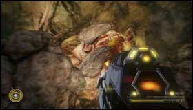 The cave's ceiling is supported by two wooden pillars - Chapter 12 - p. 2 - Walkthrough - Resistance 3 - Game Guide and Walkthrough