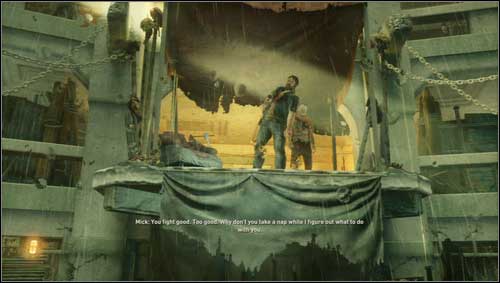 When they run out of people the bandits' boss will [1] hit you with his gun and you'll be taken to the cell - Chapter 14 - Walkthrough - Resistance 3 - Game Guide and Walkthrough