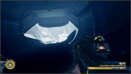 When the loading hatch opens [1] you'll see the group of the Chimeras consisting of the Hybrids and the Longlegs armed with the sniper rifles - Chapter 18 - p. 1 - Walkthrough - Resistance 3 - Game Guide and Walkthrough