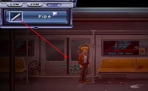 Choose Pipe from the INV and drag it on the slit in between the doors (Subway door) - 6:55-Ed - Walkthrough - Resonance - Game Guide and Walkthrough