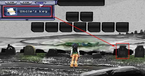 Open INV and drag Uncle's key on Father's grave - Vault- Anna, Ed, Ray, Bennet - p. 2 - Walkthrough - Resonance - Game Guide and Walkthrough