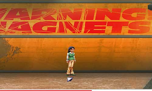 Now go back left and place Anna exactly as seen on the screen, under the letter N on the writing on the wall (otherwise she'll be crushed by objects pulled in by the magnet) - Juno labratory- Ed, Anna, Ray, Bennet - Walkthrough - Resonance - Game Guide and Walkthrough