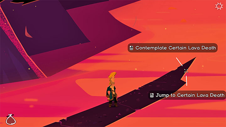 After reaching the end of the path, you can jump down - Guybrush will not land in the lava, but on the lower ledge - Return to Monkey Island: Find LeChuck (Chapter 5) - walkthrough, solution - Part 5 - Beneath the Monkey Head - Return to Monkey Island Walkthrough