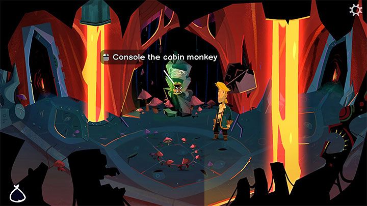 Place 1 coin in the small Cabin Monkey box (screenshot above) - Return to Monkey Island: Find LeChuck (Chapter 5) - walkthrough, solution - Part 5 - Beneath the Monkey Head - Return to Monkey Island Walkthrough