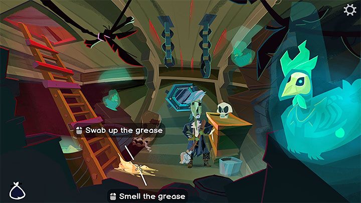 You have to use the mop on the grease by the stairs - Return to Monkey Island: Sail to Monkey Island - walkthrough - Part 2 - A Dangerous Journey - Return to Monkey Island Walkthrough