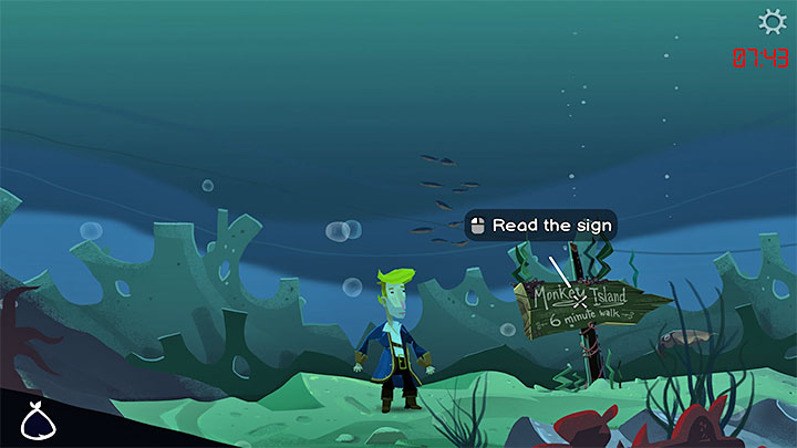 Part 2 ended with Guybrush being thrown overboard LeChuck's ship and you will begin underwater - Return to Monkey Island: Follow LeChucks map to the Secret - walkthrough - Part 3 - Return to Monkey Island - Return to Monkey Island Walkthrough