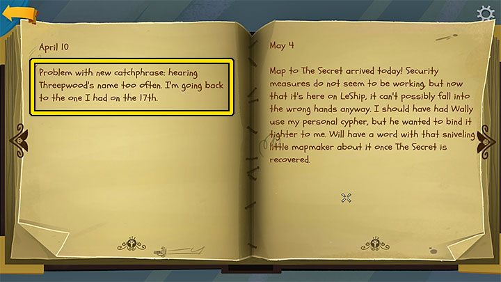 Open the diary immediately after selecting it from the inventory - after reading it, you will need to learn LeChuck's favorite catchphrase - Return to Monkey Island: Learn LeChucks secrets - walkthrough - Part 3 - Return to Monkey Island - Return to Monkey Island Walkthrough